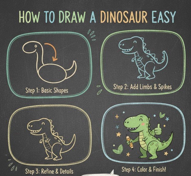 how to draw a dinosaur easy